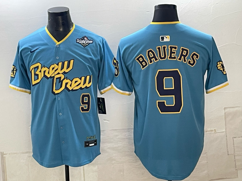 Men Milwaukee Brewers #9 Bauers blue Nike 2026 World Series MLB jersey 102304